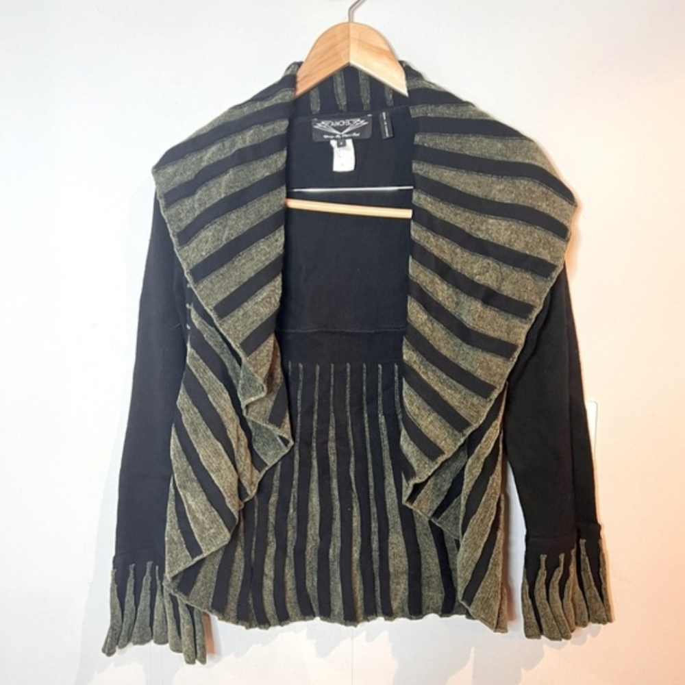 Vintage Angel design black olive open front drape knit cardigan sweater size M